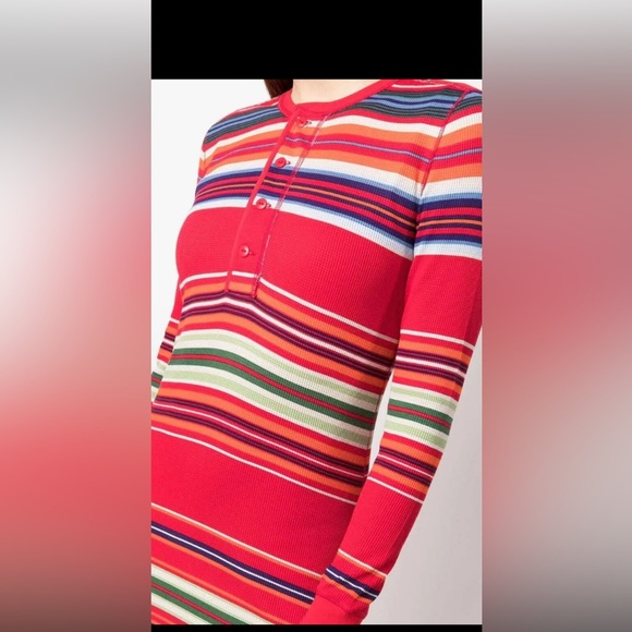 Polo Ralph Lauren Red/Multicolor Striped Knit Long Sleeve Maxi Dress Size S - Picture 5 of 12